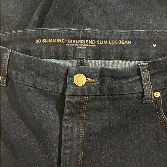 Chico’s So Slimming Girlfriend Slim Leg Dark Wash Mid High Waist Jeans 3 16R - Picture 4 of 11